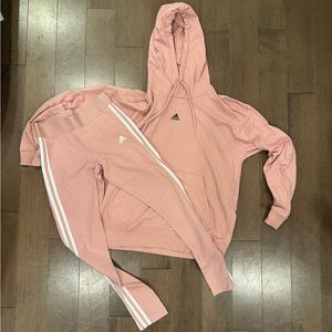 Pink Adidas workout set sweater and leggings